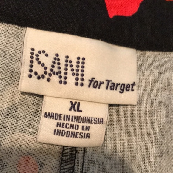 Isana size XL black & red print shorts high waist Linen Blend - Picture 3 of 8